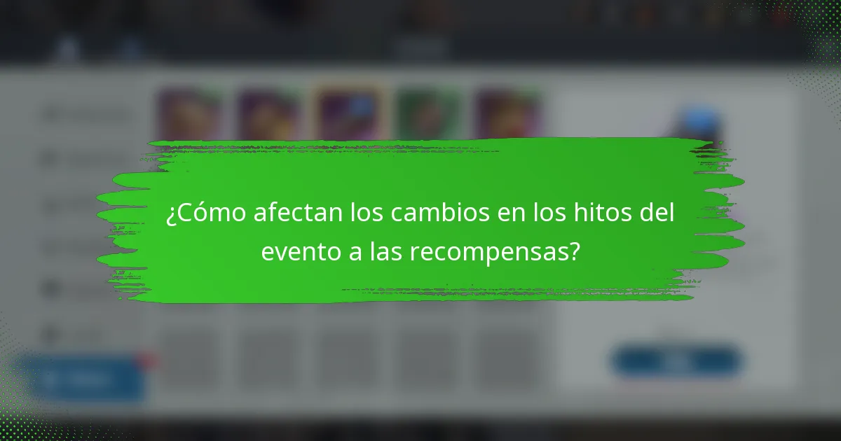 ¿Cómo afectan los cambios en los hitos del evento a las recompensas?